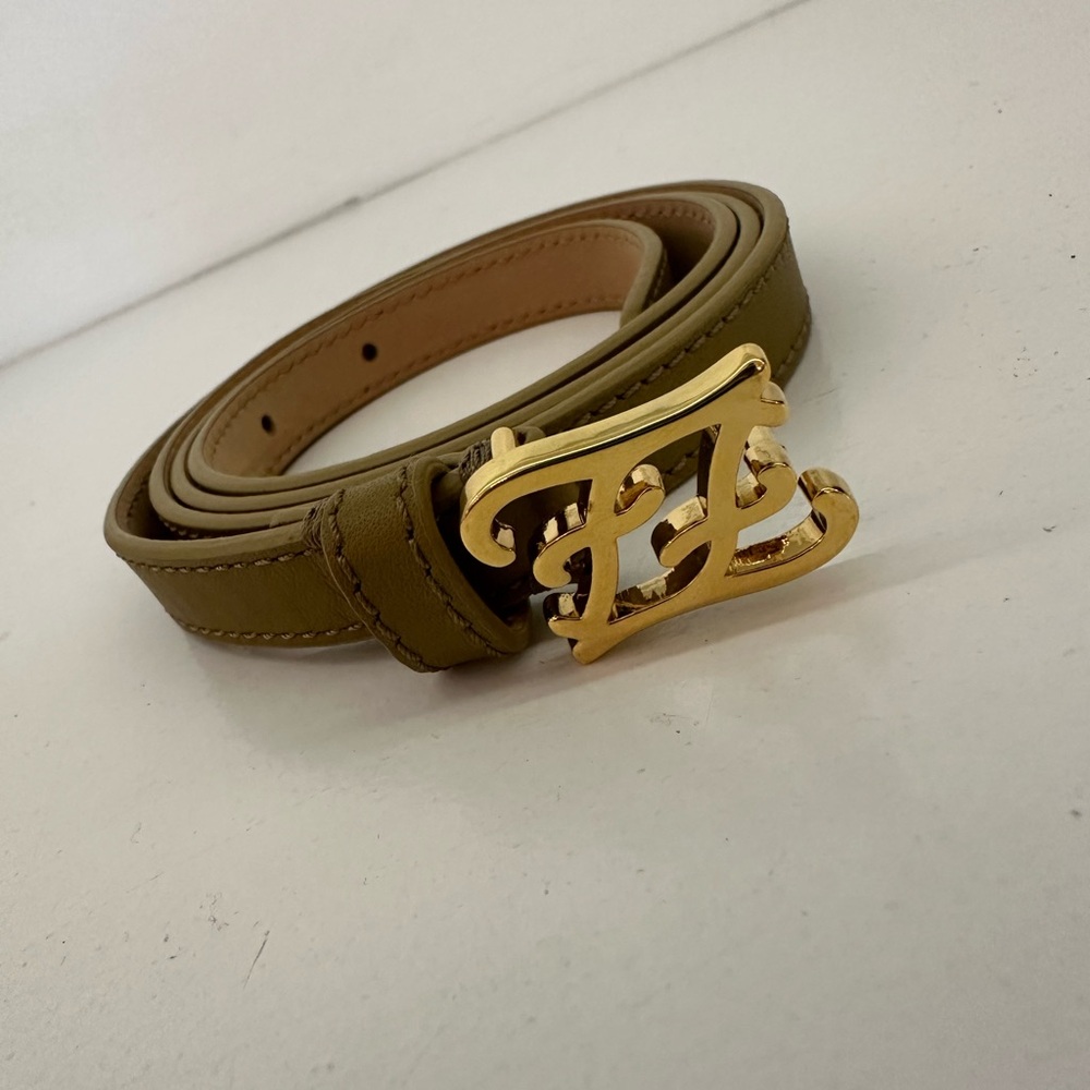Fendi Leather Belt with Gold Logo Buckle